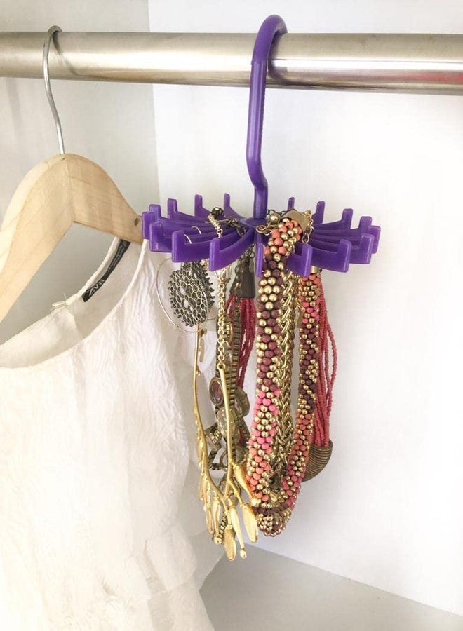 THE QUIRK BOX Hanging 360 Degree Rotating Jewellery Hanger for Chains, Necklace, Other Artificial Jewellery Hanger (Purple - Set of 2) - Image 2